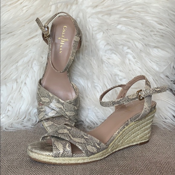 Cole Haan Snake Print Espadrille Wedges - Picture 3 of 8